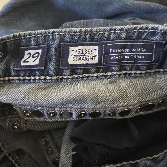 Miss Me JP5135BCL Straight Leg Distressed Jeans Size 29 Blue Studded Rhinestone - Picture 6 of 7